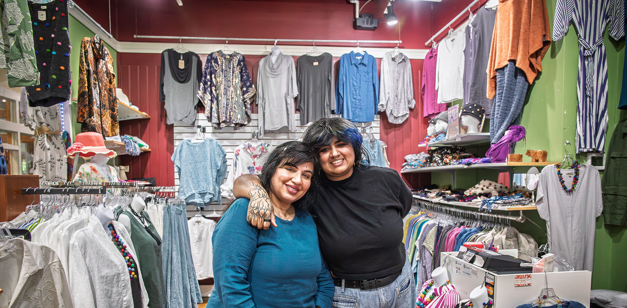 Nina and Shera, Love and Peace Boutique, Carr Mill Mall, Carrboro, NC
