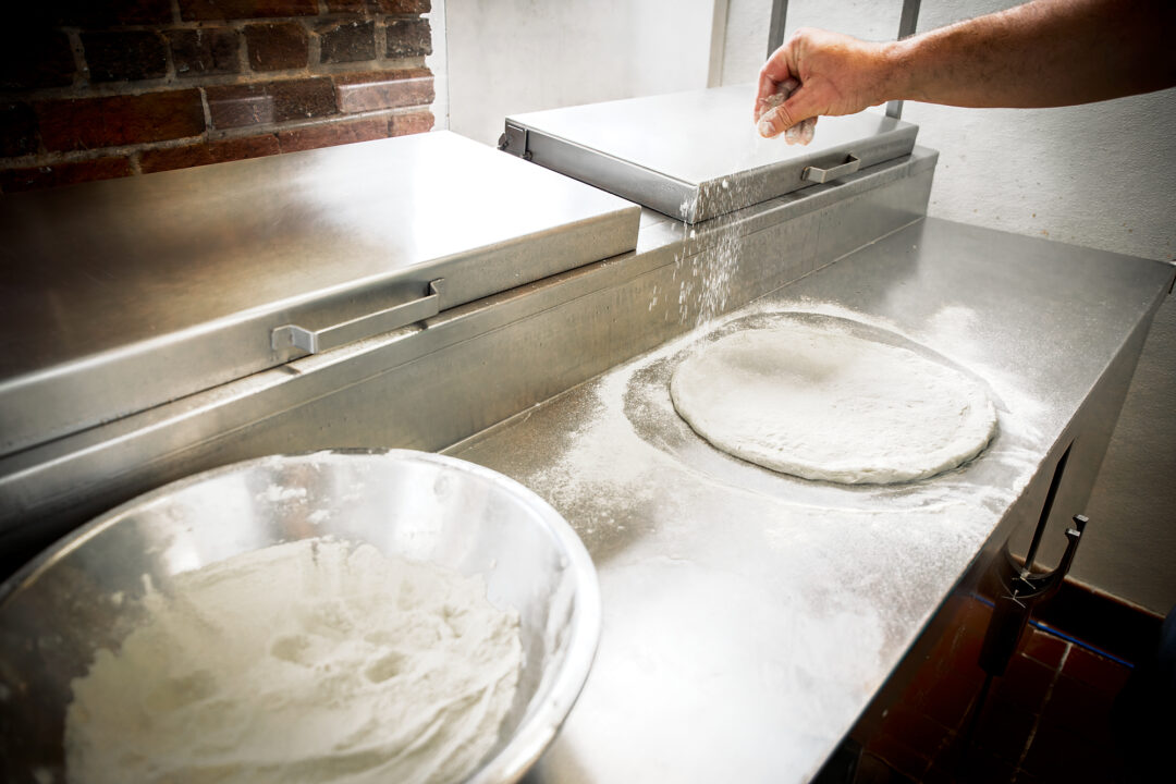 Chef Drew Moore making pizza at Autostrada, Carr Mill Mall, Carrboro, NC